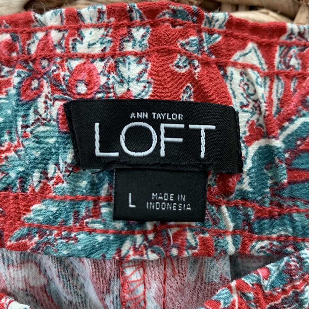 LOFT Tropical Palm  Floral Wide Leg Palazzo Pant - Picture 8 of 9